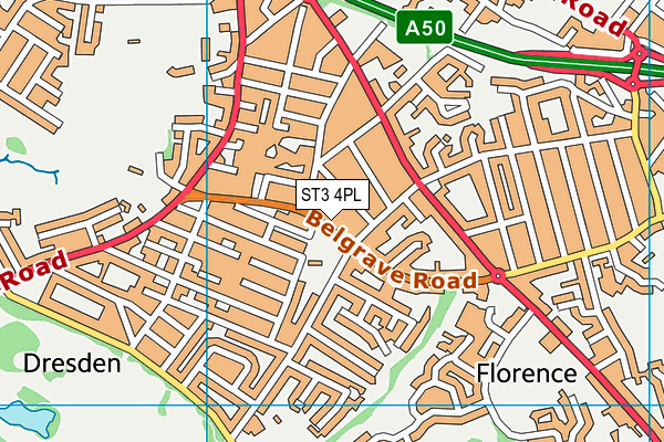 ST3 4PL map - OS VectorMap District (Ordnance Survey)