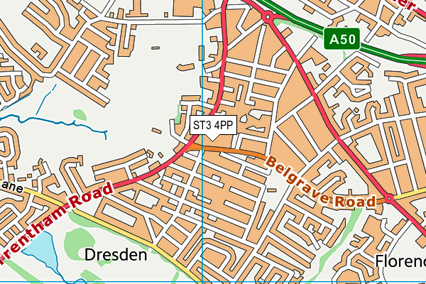 ST3 4PP map - OS VectorMap District (Ordnance Survey)