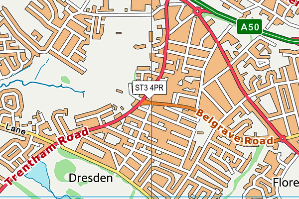 ST3 4PR map - OS VectorMap District (Ordnance Survey)