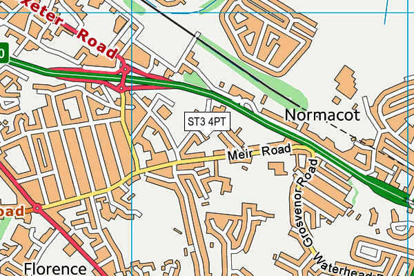 ST3 4PT map - OS VectorMap District (Ordnance Survey)