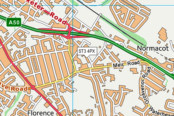 ST3 4PX map - OS VectorMap District (Ordnance Survey)
