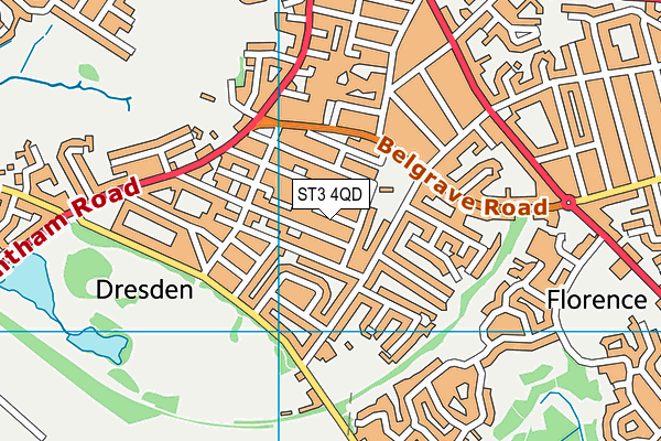 ST3 4QD map - OS VectorMap District (Ordnance Survey)