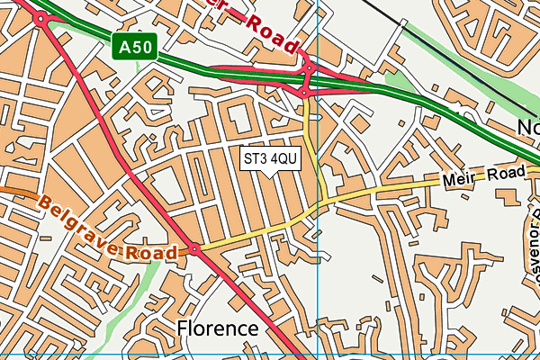 ST3 4QU map - OS VectorMap District (Ordnance Survey)