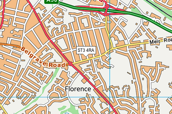 ST3 4RA map - OS VectorMap District (Ordnance Survey)