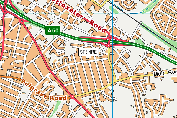 ST3 4RE map - OS VectorMap District (Ordnance Survey)