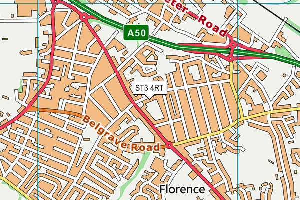 ST3 4RT map - OS VectorMap District (Ordnance Survey)