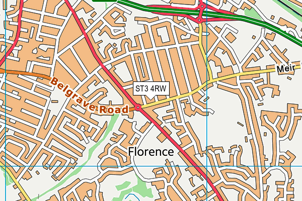 ST3 4RW map - OS VectorMap District (Ordnance Survey)