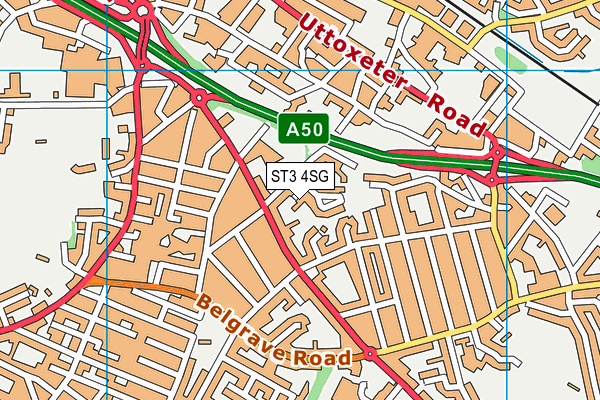 ST3 4SG map - OS VectorMap District (Ordnance Survey)