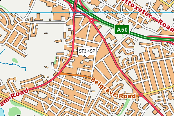 ST3 4SP map - OS VectorMap District (Ordnance Survey)