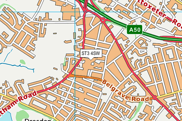 ST3 4SW map - OS VectorMap District (Ordnance Survey)