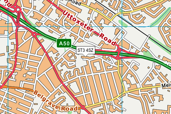 ST3 4SZ map - OS VectorMap District (Ordnance Survey)