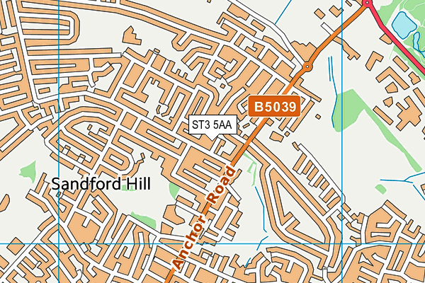 ST3 5AA map - OS VectorMap District (Ordnance Survey)