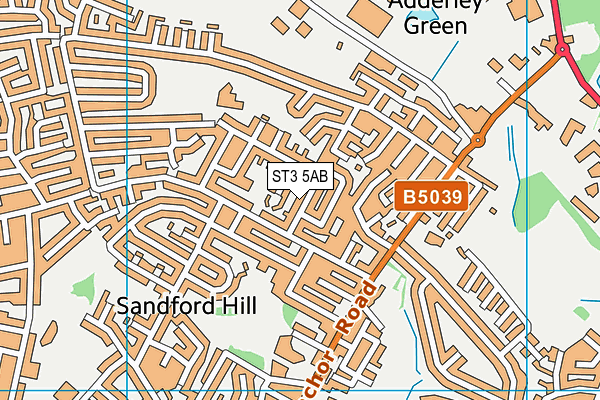 ST3 5AB map - OS VectorMap District (Ordnance Survey)