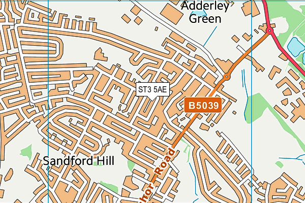 ST3 5AE map - OS VectorMap District (Ordnance Survey)