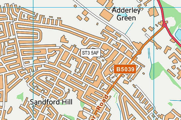 ST3 5AF map - OS VectorMap District (Ordnance Survey)