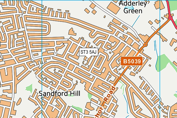 ST3 5AJ map - OS VectorMap District (Ordnance Survey)