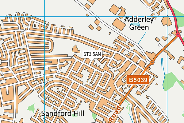 ST3 5AN map - OS VectorMap District (Ordnance Survey)