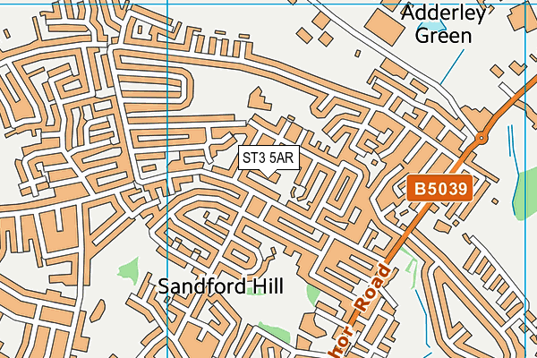 ST3 5AR map - OS VectorMap District (Ordnance Survey)