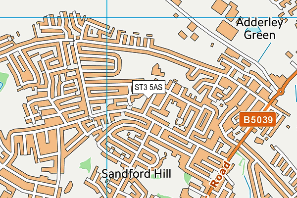 ST3 5AS map - OS VectorMap District (Ordnance Survey)