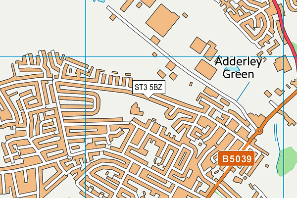 ST3 5BZ map - OS VectorMap District (Ordnance Survey)