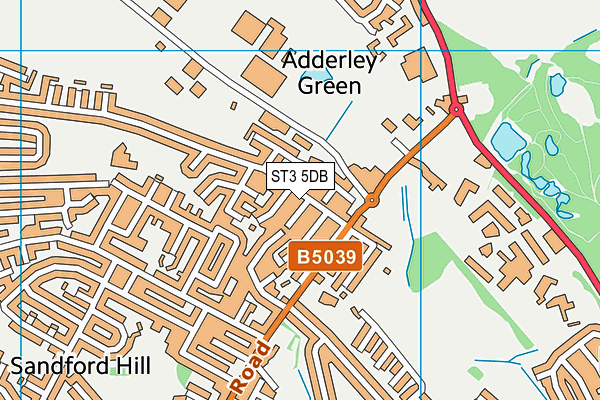 ST3 5DB map - OS VectorMap District (Ordnance Survey)