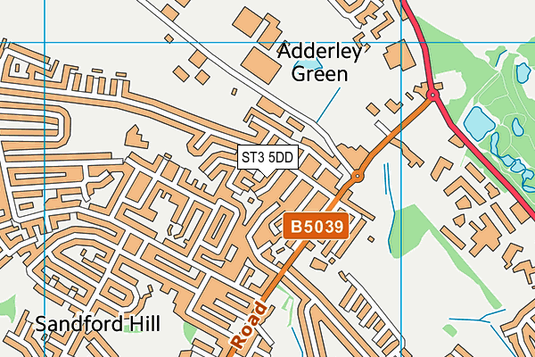 ST3 5DD map - OS VectorMap District (Ordnance Survey)