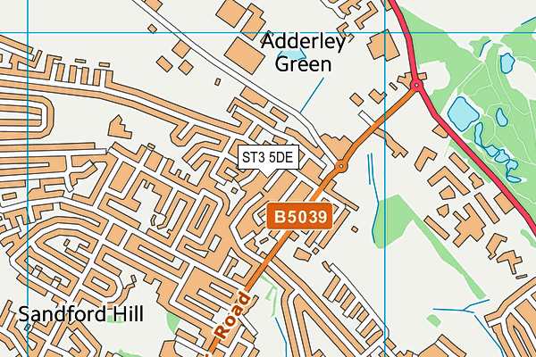 ST3 5DE map - OS VectorMap District (Ordnance Survey)