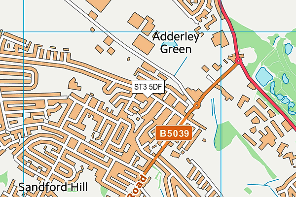 ST3 5DF map - OS VectorMap District (Ordnance Survey)