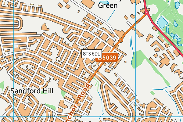 ST3 5DL map - OS VectorMap District (Ordnance Survey)