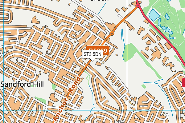 ST3 5DN map - OS VectorMap District (Ordnance Survey)