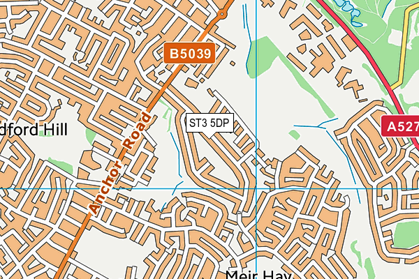 ST3 5DP map - OS VectorMap District (Ordnance Survey)