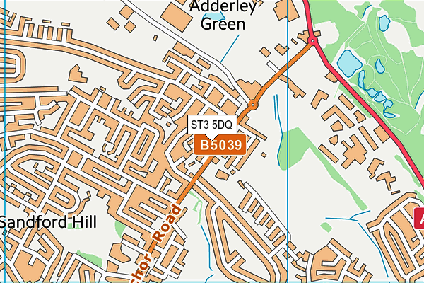 ST3 5DQ map - OS VectorMap District (Ordnance Survey)