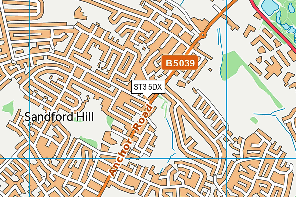 ST3 5DX map - OS VectorMap District (Ordnance Survey)