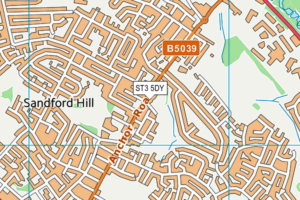 ST3 5DY map - OS VectorMap District (Ordnance Survey)