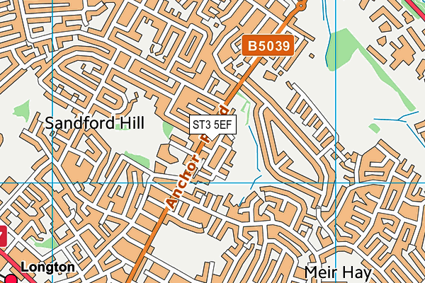 ST3 5EF map - OS VectorMap District (Ordnance Survey)