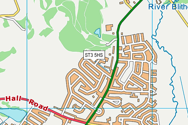 ST3 5HS map - OS VectorMap District (Ordnance Survey)