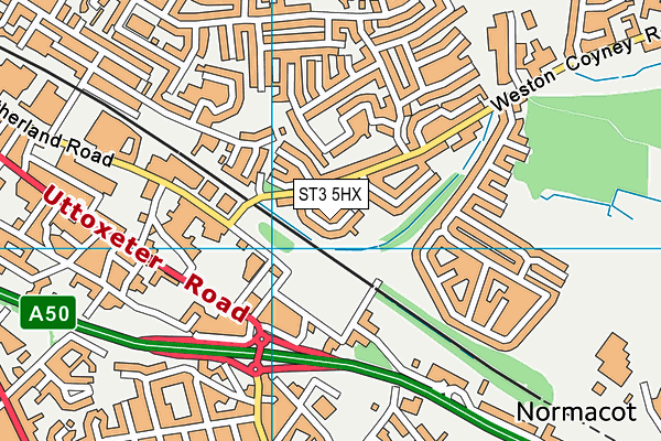 ST3 5HX map - OS VectorMap District (Ordnance Survey)