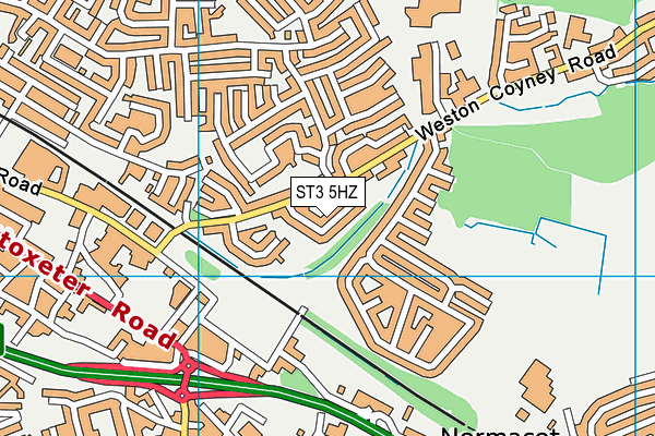 ST3 5HZ map - OS VectorMap District (Ordnance Survey)