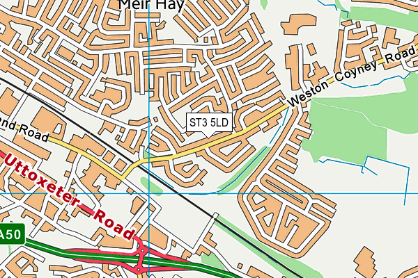 ST3 5LD map - OS VectorMap District (Ordnance Survey)