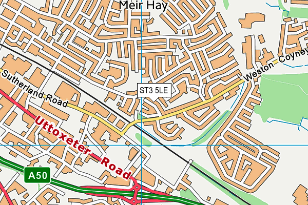 ST3 5LE map - OS VectorMap District (Ordnance Survey)