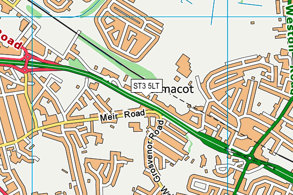 ST3 5LT map - OS VectorMap District (Ordnance Survey)