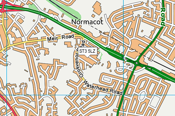 ST3 5LZ map - OS VectorMap District (Ordnance Survey)