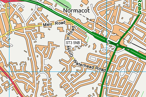 ST3 5NB map - OS VectorMap District (Ordnance Survey)