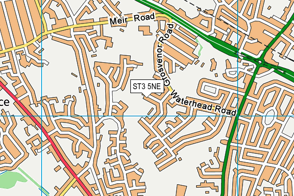ST3 5NE map - OS VectorMap District (Ordnance Survey)