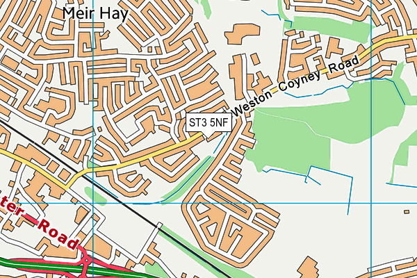 ST3 5NF map - OS VectorMap District (Ordnance Survey)