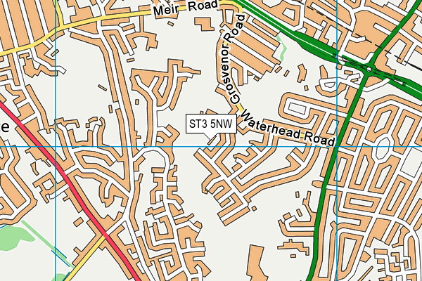 ST3 5NW map - OS VectorMap District (Ordnance Survey)