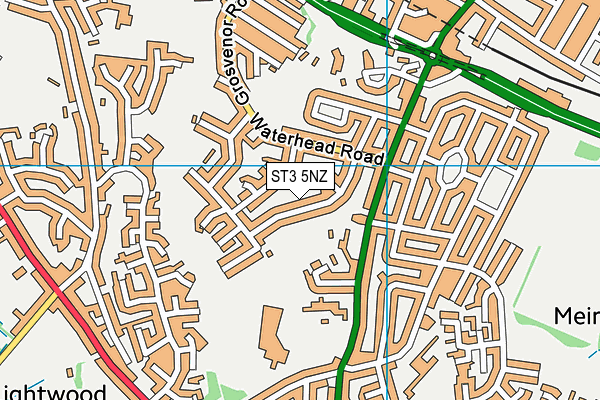 ST3 5NZ map - OS VectorMap District (Ordnance Survey)