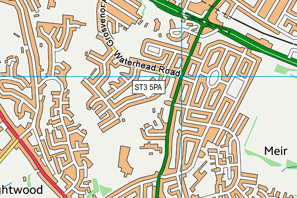 ST3 5PA map - OS VectorMap District (Ordnance Survey)