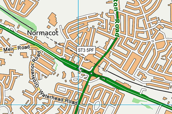 ST3 5PF map - OS VectorMap District (Ordnance Survey)