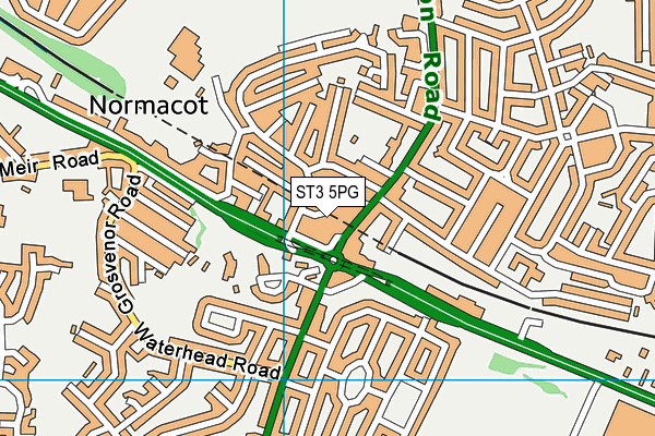 ST3 5PG map - OS VectorMap District (Ordnance Survey)